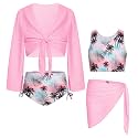 GRACE KARIN Girls 4 Piece Tankini Bikini Swimsuit Bathing Suit Size 7-14