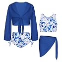 GRACE KARIN Girls 4 Piece Tankini Bikini Swimsuit Bathing Suit Size 7-14