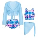 GRACE KARIN Girls 4 Piece Tankini Bikini Swimsuit Bathing Suit Size 7-14