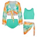 GRACE KARIN Girls 4 Piece Tankini Bikini Swimsuit Bathing Suit Size 7-14