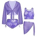 GRACE KARIN Girls 4 Piece Tankini Bikini Swimsuit Bathing Suit Size 7-14