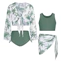 GRACE KARIN Girls 4 Piece Tankini Bikini Swimsuit Bathing Suit Size 7-14
