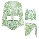 GRACE KARIN Girls 4 Piece Tankini Bikini Swimsuit Bathing Suit Size 7-14