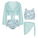 GRACE KARIN Girls 4 Piece Tankini Bikini Swimsuit Bathing Suit Size 7-14