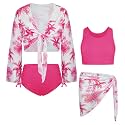 GRACE KARIN Girls 4 Piece Tankini Bikini Swimsuit Bathing Suit Size 7-14