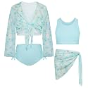 GRACE KARIN Girls 4 Piece Tankini Bikini Swimsuit Bathing Suit Size 7-14