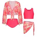 GRACE KARIN Girls 4 Piece Tankini Bikini Swimsuit Bathing Suit Size 7-14