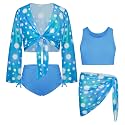 GRACE KARIN Girls 4 Piece Tankini Bikini Swimsuit Bathing Suit Size 7-14
