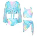 GRACE KARIN Girls 4 Piece Tankini Bikini Swimsuit Bathing Suit Size 7-14