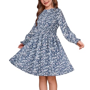 GRACE KARIN Girls Long Sleeve Floral Dress