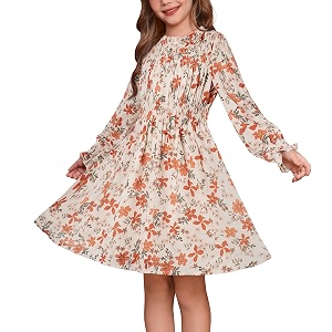 GRACE KARIN Girls Long Sleeve Floral Dress