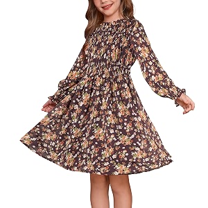 GRACE KARIN Girls Long Sleeve Floral Dress