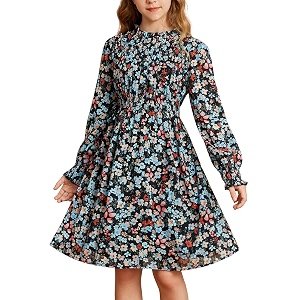 GRACE KARIN Girls Long Sleeve Floral Dress