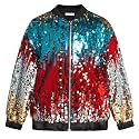 GRACE KARIN Girls Sequin Jacket Kids Bomber Zip Outwear Sparkle Fall Top Cardigan Dress Coat Size 5-14