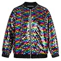 GRACE KARIN Girls Sequin Jacket Kids Bomber Zip Outwear Sparkle Fall Top Cardigan Dress Coat Size 5-14