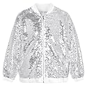 GRACE KARIN Girls Sequin Jacket Kids Bomber Zip Outwear Sparkle Fall Top Cardigan Dress Coat Size 5-14