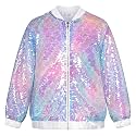 GRACE KARIN Girls Sequin Jacket Kids Bomber Zip Outwear Sparkle Fall Top Cardigan Dress Coat Size 5-14