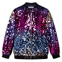 GRACE KARIN Girls Sequin Jacket Kids Bomber Zip Outwear Sparkle Fall Top Cardigan Dress Coat Size 5-14