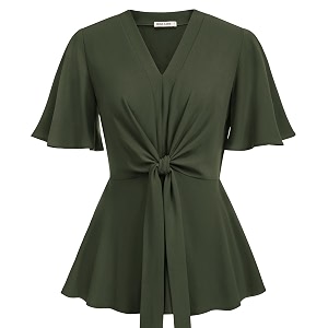 GRACE KARIN Womens Elegant V-Neck Tie Waist