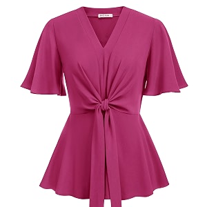 GRACE KARIN Womens Elegant V-Neck Tie Waist