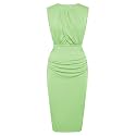GRACE KARIN Women's Twist Front Ruched Bodycon Dress - Sleeveless High Waist Midi Dress for Cocktail Wedding Party