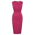 GRACE KARIN Women's Twist Front Ruched Bodycon Dress - Sleeveless High Waist Midi Dress for Cocktail Wedding Party