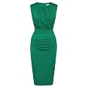 GRACE KARIN Women's Twist Front Ruched Bodycon Dress - Sleeveless High Waist Midi Dress for Cocktail Wedding Party