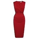 GRACE KARIN Women's Twist Front Ruched Bodycon Dress - Sleeveless High Waist Midi Dress for Cocktail Wedding Party