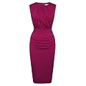 GRACE KARIN Women's Twist Front Ruched Bodycon Dress - Sleeveless High Waist Midi Dress for Cocktail Wedding Party