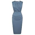 GRACE KARIN Women's Twist Front Ruched Bodycon Dress - Sleeveless High Waist Midi Dress for Cocktail Wedding Party