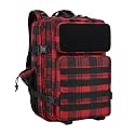 gracedon Tactical Backpack - Military Molle Bag 3 Days Pack for men and Women Large Assault Rucksack 25-45L (45L-red and black checkered)