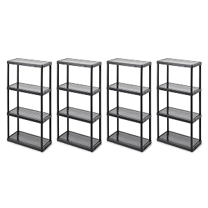 gracious living 4 shelf fixed height solid light duty storage unit 12 x 24 x 48 for home garage basement amp laundry black 4 pack
