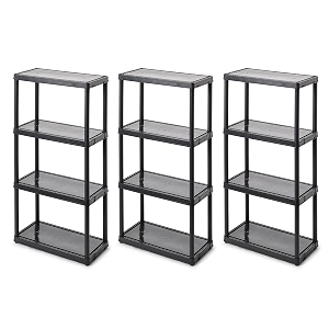 gracious living 4 shelf fixed height light duty storage unit black 3 pack