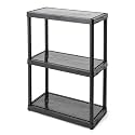 Gracious Living 3 Shelf Fixed Height Light Duty Storage Unit 12 x 24 x 33" Organizer System for Home, Garage, Basement, & Laundry, Black (3 Pack)