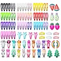 GRACIOUS MART 100 Pcs No Slip Metal Snap Hair Clips Barrettes Cute Candy Cartoon Design Hair Pins for Girls, Babies, Toddlers Kids, Women. (100 PCS CARTOON CLIPS)