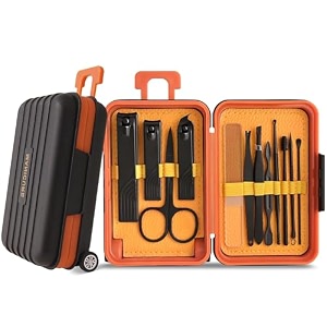 gracious mart 12pcs nail clipper manicure set pedicure care tools stainless steel women grooming kit travel case black