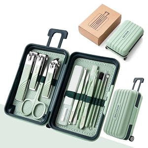 gracious mart 12pcs nail clipper manicure set pedicure care tools stainless steel women grooming kit travel case pista