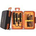 GRACIOUS MART 12pcs Nail Clipper Manicure Set Pedicure Care Tools Stainless Steel Women Grooming Kit Travel Case (PINK)