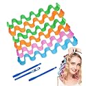 GRACIOUS MART 14 Pcs. Hair Waving - Spiral Curls No Heat Wave Hair Curlers Styling Kit with 3 Pieces Styling Hooks for Most Kinds of Hairstyle (14 WAVING)