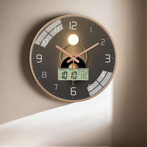 gracious mart analog-digital 295 cm x 295 cm wall clock black gold with glass standard