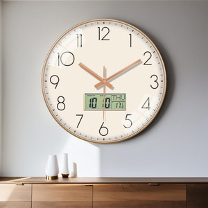 gracious mart analog-digital 295 cm x 295 cm wall clock beige with glass standard