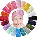 GRACIOUS MART Girls Headband Chiffon Flower Soft Stretchy Hair Band Hair Accessories for Baby Girls Newborns Infants Toddlers and Kids Infant Soft Headbands (4 PCS FLOWER BANDS)