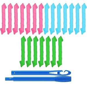 gracious mart hair curlers - spiral curls no heat wave hair curlers styling kit with 3 pieces styling hooks for most kinds of hairstyles 14 pcs hair curlers