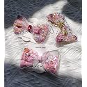 GRACIOUS MART Pack of 3 Glitter Shaker Stylist fancy Oversize Easter Pastel confetti bow Pins Hair Pin. (3 TRANSPARANT BOW)