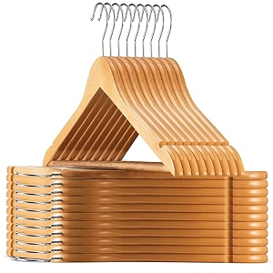 gracious mart premium wooden hangers - pack of 12 -360-degree rotatable hook - durable amp slim - shoulder grooves - non