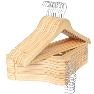 gracious mart premium wooden hangers - pack of 40 - 360-degree rotatable hook - durable amp slim - shoulder grooves - non