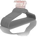 GRACIOUS MART Velvet Hangers - Extra Strong to Hold Heavy Coat and Jacket - Non-Slip &amp; Space Saving Design Excellent for Men and Women Clothes (Gray, 50)