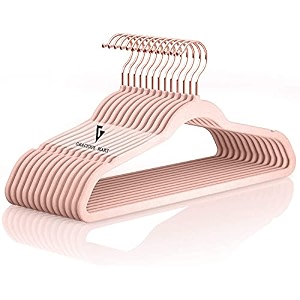 gracious mart velvet hangersnon slip notched with rose gold hook coatsuit hangersspace saving 360 degree swivel hook clothes hangers wardrobe hanger pink 20
