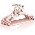 GRACIOUS MART Velvet Hangers,Non Slip Notched with Rose Gold Hook Coat/Suit Hangers,Space Saving 360 Degree Swivel Hook Clothes Hangers Wardrobe Hanger. (Pink, 10)