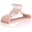 GRACIOUS MART Velvet Hangers,Non Slip Notched with Rose Gold Hook Coat/Suit Hangers,Space Saving 360 Degree Swivel Hook Clothes Hangers Wardrobe Hanger. (Pink, 40)